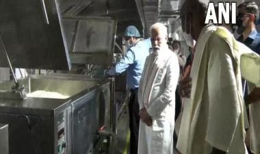 PM Modi in Varanasi, inaugurates midday meal kitchen that will feed 1 lakh students