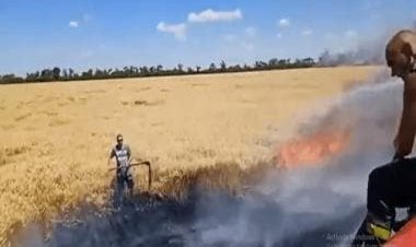 Watch: Ukrainian farmers save harvest from fire caused by Russian shelling; internet hails their efforts