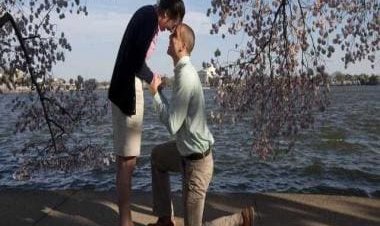 Watch: Woman falls three times while filming sister's proposal