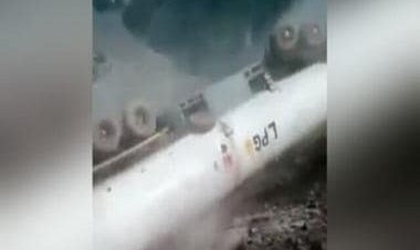 Watch: Truck carrying LPG container falls into deep valley in PoK