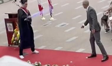 Watch: Student surprises principal with lightsaber during graduation ceremony