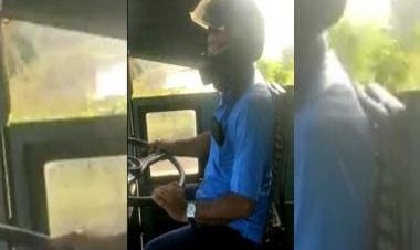 PFI flash hartal: Determined to carry on work, bus driver wears helmet amid stone-pelting