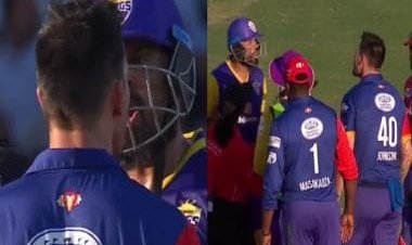 Watch: Mitchell Johnson pushes Yusuf Pathan amid ugly fight during Legends League Cricket match