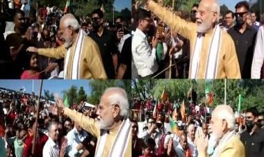 Watch: PM Modi greeted with 'Sher aaya' and 'Jai Shri Ram' chants in Himachal Pradesh's Una