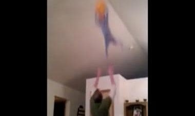 Viral video: Father throws child 'super-high' to the ceiling to catch balloon; internet shocked