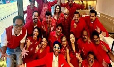 Ranveer Singh and Cirkus team all dressed up in red as they gear up to unveil the trailer