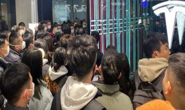 Hundreds protest against Tesla for selling China-made models cheaper