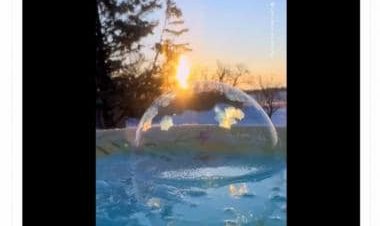 Watch: Ice crystals form on bubble in real time; internet stunned