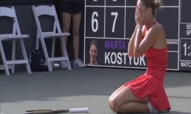 WATCH: Ukrainian tennis star beats Russian rival, breaks down, doesn't shake hands