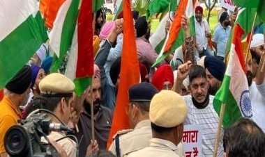 Tit for tat: Sikhs stage protest outside British High Commission in Delhi after Khalistanis vandalised Tricolour in UK
