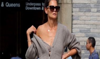 Katie Holmes on her viral cashmere bra moment: 'I have no idea why that took off'