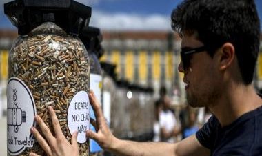 Environmental activists pile up 6 lakh cigarette butts to raise awareness on pollution