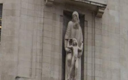 Man climbs scaffolding, damages BBC's controversial statue with a hammer