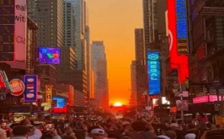 ‘Manhattanhenge’ illuminates New York City; take a look