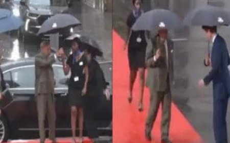 Pakistan PM trolled for taking umbrella from woman official amid heavy rain