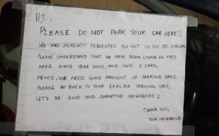 'Please don't park here': Bengaluru neighbour's polite note pasted on car's window