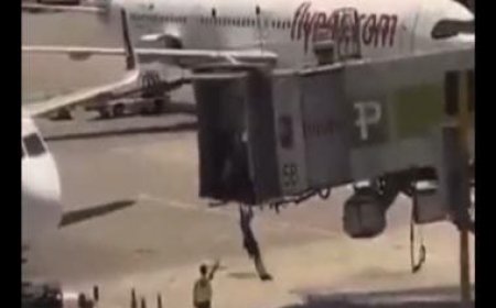 WATCH: Late to airport, Israeli man, two sons try to board aircraft on tarmac after jumping off boarding bridge