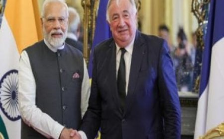 PM Modi meets French Senate President Gerard Larcher in Paris