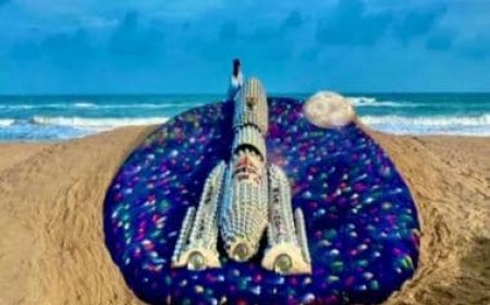 ISRO's Chandrayaan-3 receives artistic boost as Sudarshan Pattnaik crafts breathtaking sand sculpture