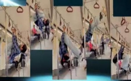 Viral video: Fitness coach's acrobatics in Delhi Metro divides internet