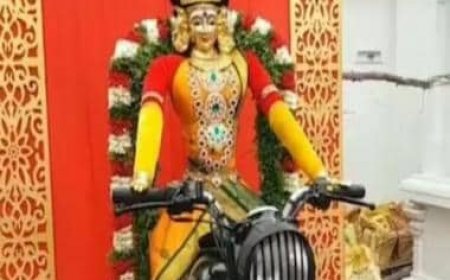 At THIS temple in Tamil Nadu, a touch of modernity places Goddess Muthumari on a bike