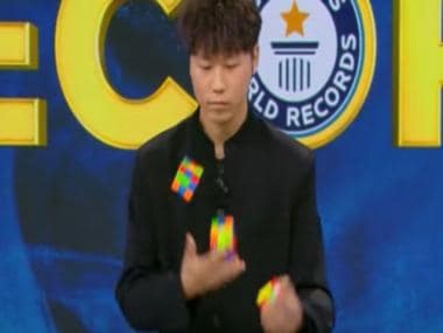 WATCH | Chinese man creates Guinness World Record; solves three Rubik's Cubes while juggling them