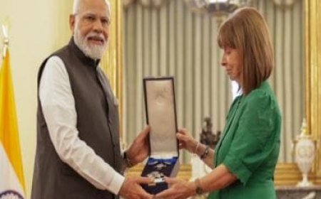 Greece President confers PM Modi with Grand Cross of the Order of Honour in Athens