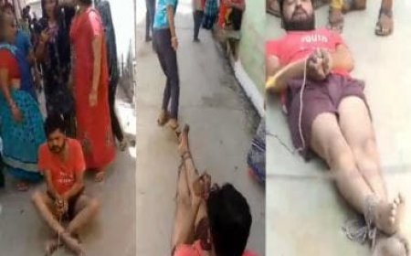 WATCH: Good Offices? Women bind man, thrash, drag him on road for letting young couple meet in his clinic