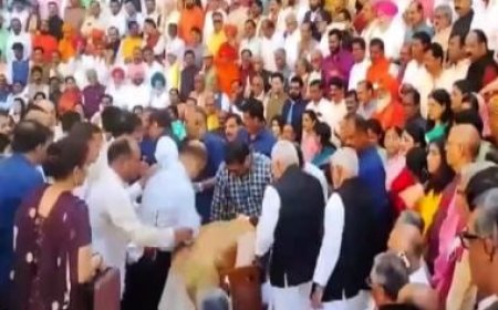 Watch: BJP MP Narhari Amin faints during group photo session in old Parliament building