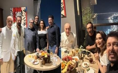 Khalnayak reunion: Madhuri Dixit, Sanjay Dutt, Jackie Shroff meet Subhash Ghai for his wedding anniversary