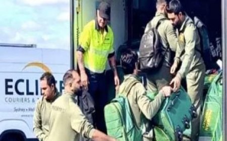Pakistan players load luggage into a truck on arriving in Australia for Test series; Watch video