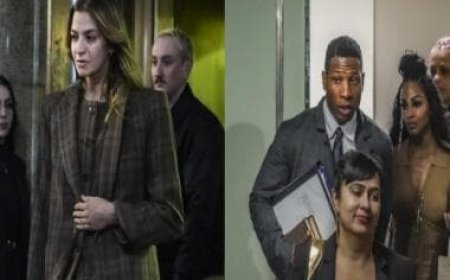 Jonathan Majors’ accuser breaks down on witness stand as footage shows actor shoving her