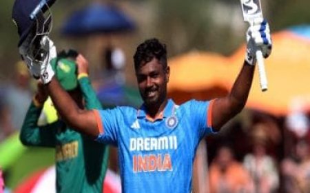 What is the real value of Sanju Samson's maiden international ton?