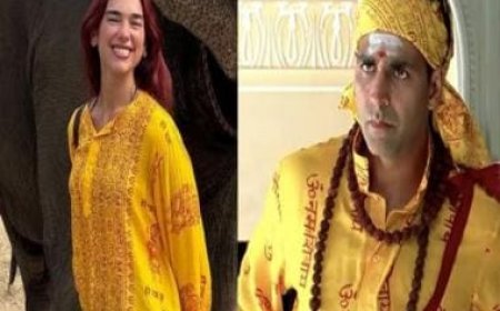 Pop star Dua Lipa's traditional outfit during India vacation reminds user of Akshay Kumar from 'Bhool Bhulaiyaa'