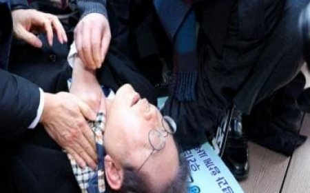 South Korea opposition chief stabbed in neck, recovering after surgery