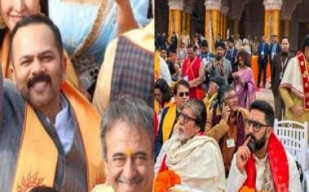 Amitabh Bachchan along with Vipul Amrutlal Shah &amp; Shefali Shah, attend the Grand Pran Pratishtha Mahotsav in Ayodhya