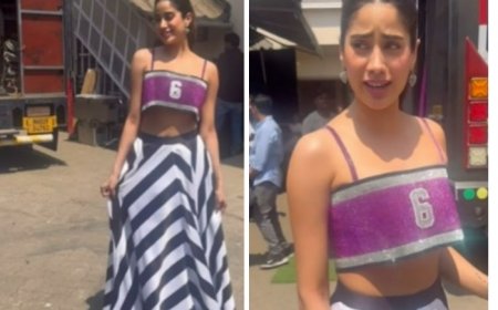 Not Jersey Number But Jahnvi Kapoor’s Bralette Number 6 with Striped Skirt is a Fashion Moment