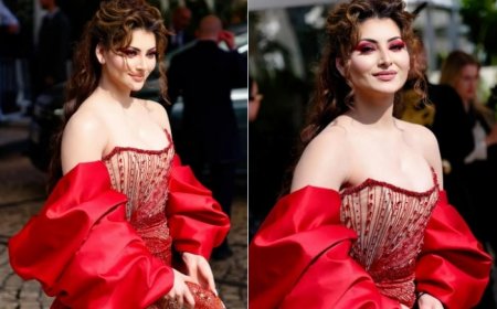 Cannes 2024: Urvashi Rautela Exudes ‘Dracula Core Vibes’ in Shimmer Bodycon Gown With Red Statement Sleeves – See Pics