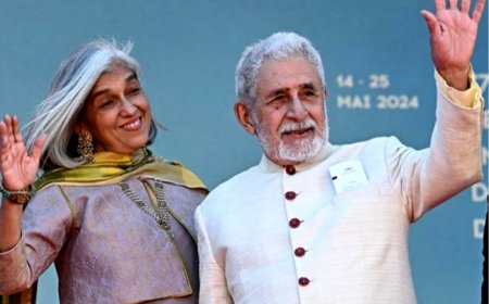 Ratna Pathak Debuts at Cannes 2024 With Naseeruddin Shah in a Uniquely Draped Saree And Custom-Made Blouse, PICS