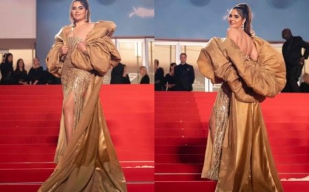 Cannes 2024: Deepti Sadhwani Glimmers And Glows in Fully-Sequined Golden Gown With Never-Ending Train- PICS