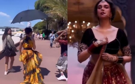 Aditi Rao Hydari Recreates Viral ‘Gajagamini Walk’ at Cannes 2024 in Yellow-Black Floral Dress, Watch