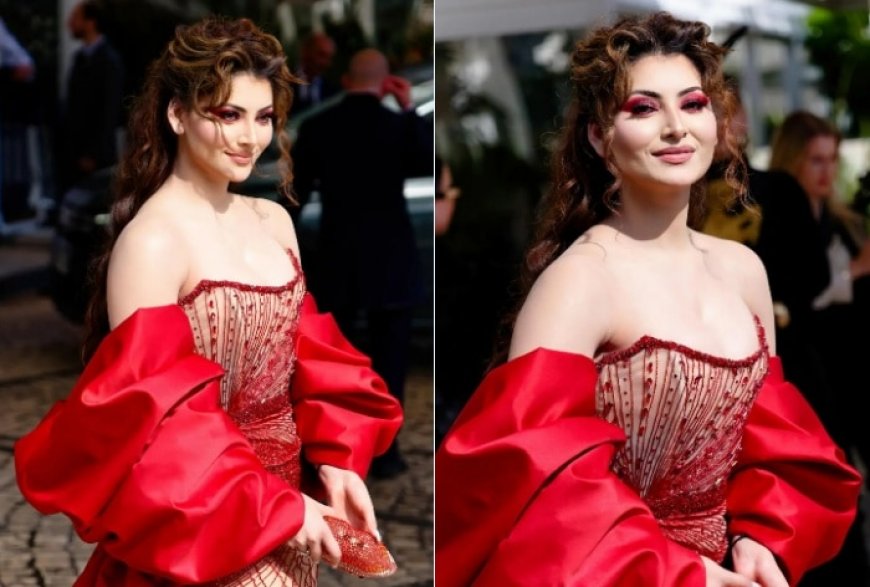 Cannes 2024: Urvashi Rautela Exudes ‘Dracula Core Vibes’ in Shimmer Bodycon Gown With Red Statement Sleeves – See Pics