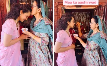 Mandi Lok Sabha Elections 2024 Result: ‘Dahi Cheeni’ Moment For Kangana Ranaut as Her Mom Feeds Spoon Of Good Luck, Pics