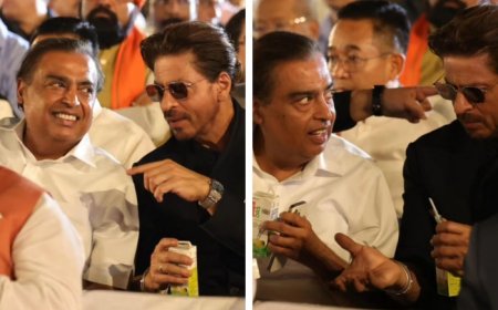 Shah Rukh Khan and Mukesh Ambani Sip ORS Packets at PM Modi’s Swearing-In Ceremony Amid Sweltering Heat in Delhi; Fans Say ‘Good Choice’
