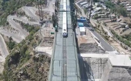 WATCH: Stunning Bird’s Eye View Of Train Crossing World’s Highest Chenab Rail Bridge In J&K