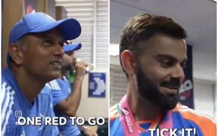 Rahul Dravid’s Message to Virat Kohli During Dressing Room Celebrations After T20 WC 2024 Triumph is UNMISSABLE | WATCH