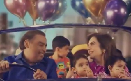 Mukesh-Nita Ambani ‘Ki Gadi Mai Nikli Sawari’ With Grandkids Prithvi, Aadiya, Krishna, And Veda Ft. Balloons