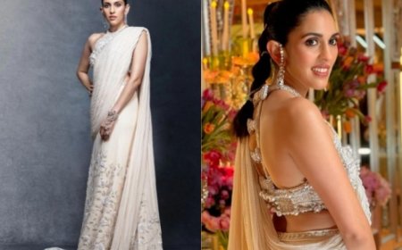 Shloka Ambani Aces The Stylish Bow Trend in Customised Ivory Saree at Anant Ambani-Radhika Merchant’s Sangeet- PICS