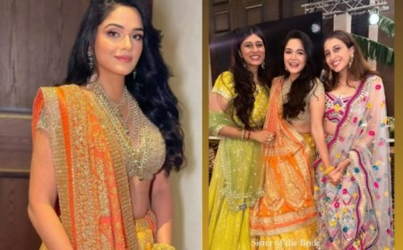 Anjali Merchant Stuns in Mustard Yellow-Orange Gold Zari Work Lehenga For Anant Ambani-Radhika Merchant’s Mehendi