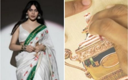 Wimbledon-Themed Saree Features Champions’ Names, Strawberry Motifs, and Trophy – Full Details Inside